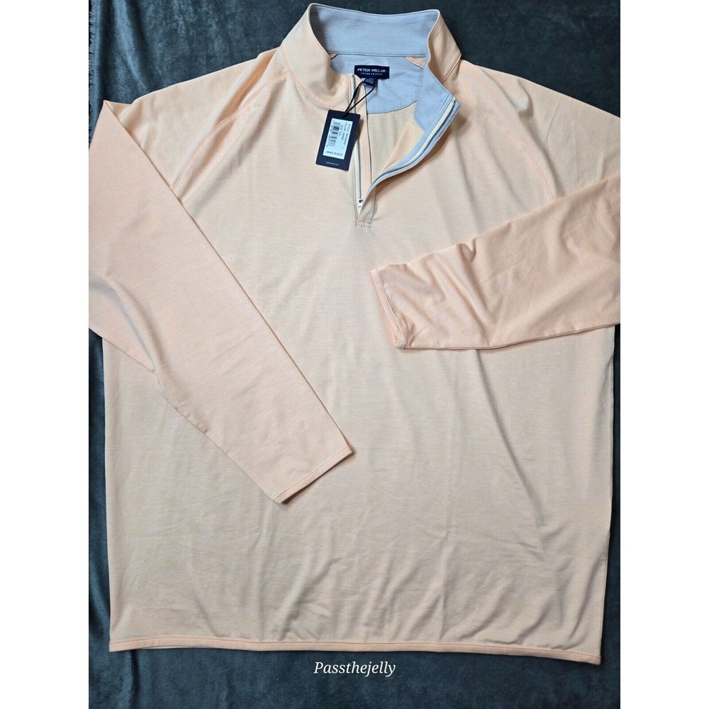 Peter Millar Sweater Mens 2XL Peach 1/4 Zip Crown Crafted Performance Golf